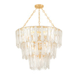 Courtney Three-Tier Chandelier 34", Gold Leaf and Piastra Glass