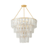 Courtney Four-Tier Chandelier 42", Gold Leaf and Piastra Glass