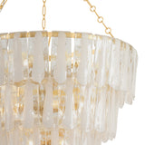 Courtney Four-Tier Chandelier 42", Gold Leaf and Piastra Glass