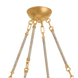 Candela Large Chandelier 28", Gold Leaf and Natural Jute