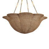 Candela Extra Large Chandelier 38", Gold Leaf and Natural Jute