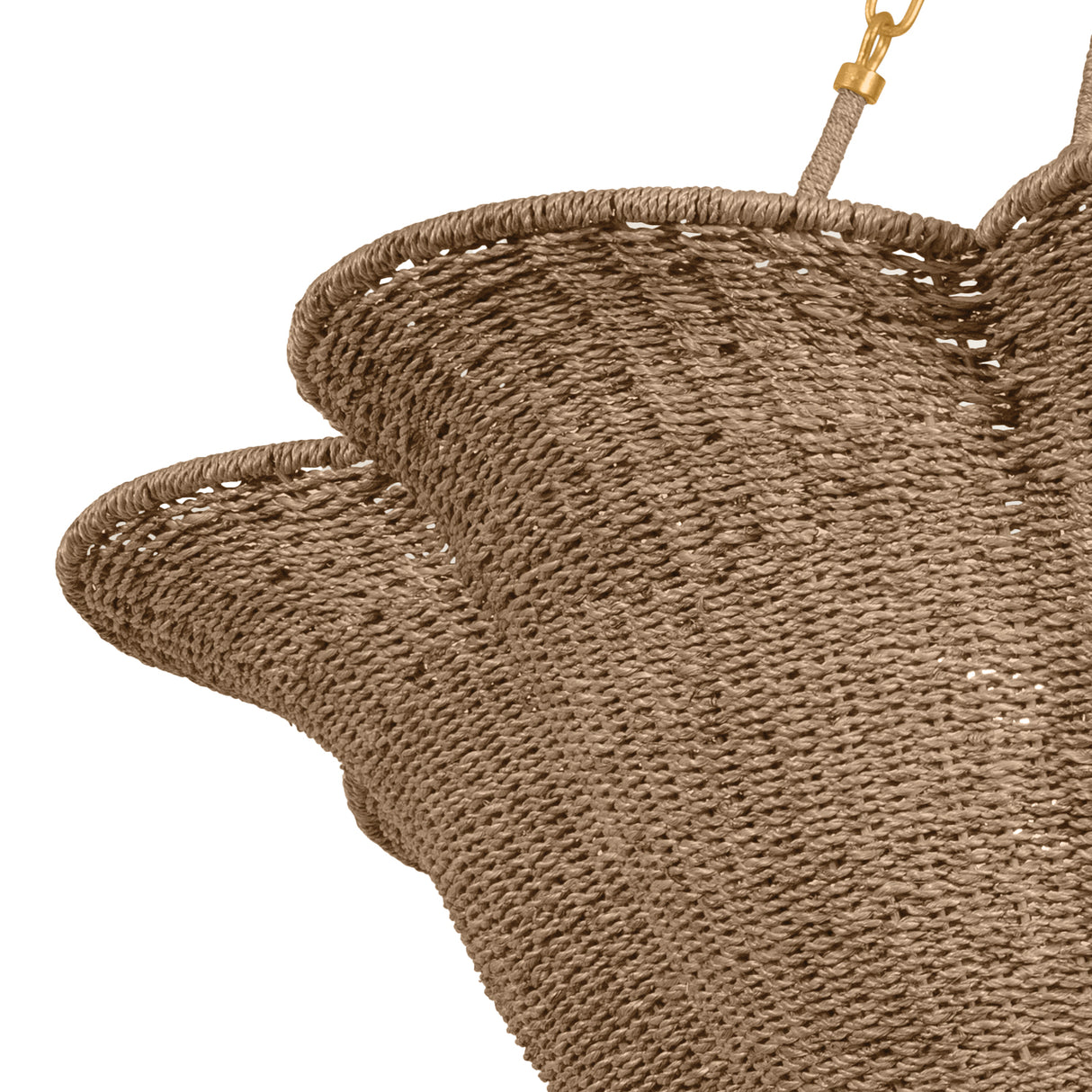 Candela Large Chandelier 28", Gold Leaf and Natural Jute