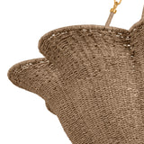 Candela Large Chandelier 28", Gold Leaf and Natural Jute