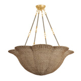 Candela Extra Large Chandelier 38", Gold Leaf and Natural Jute