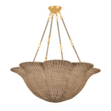 Candela Extra Large Chandelier 38", Gold Leaf and Natural Jute