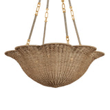 Candela Large Chandelier 28", Gold Leaf and Natural Jute
