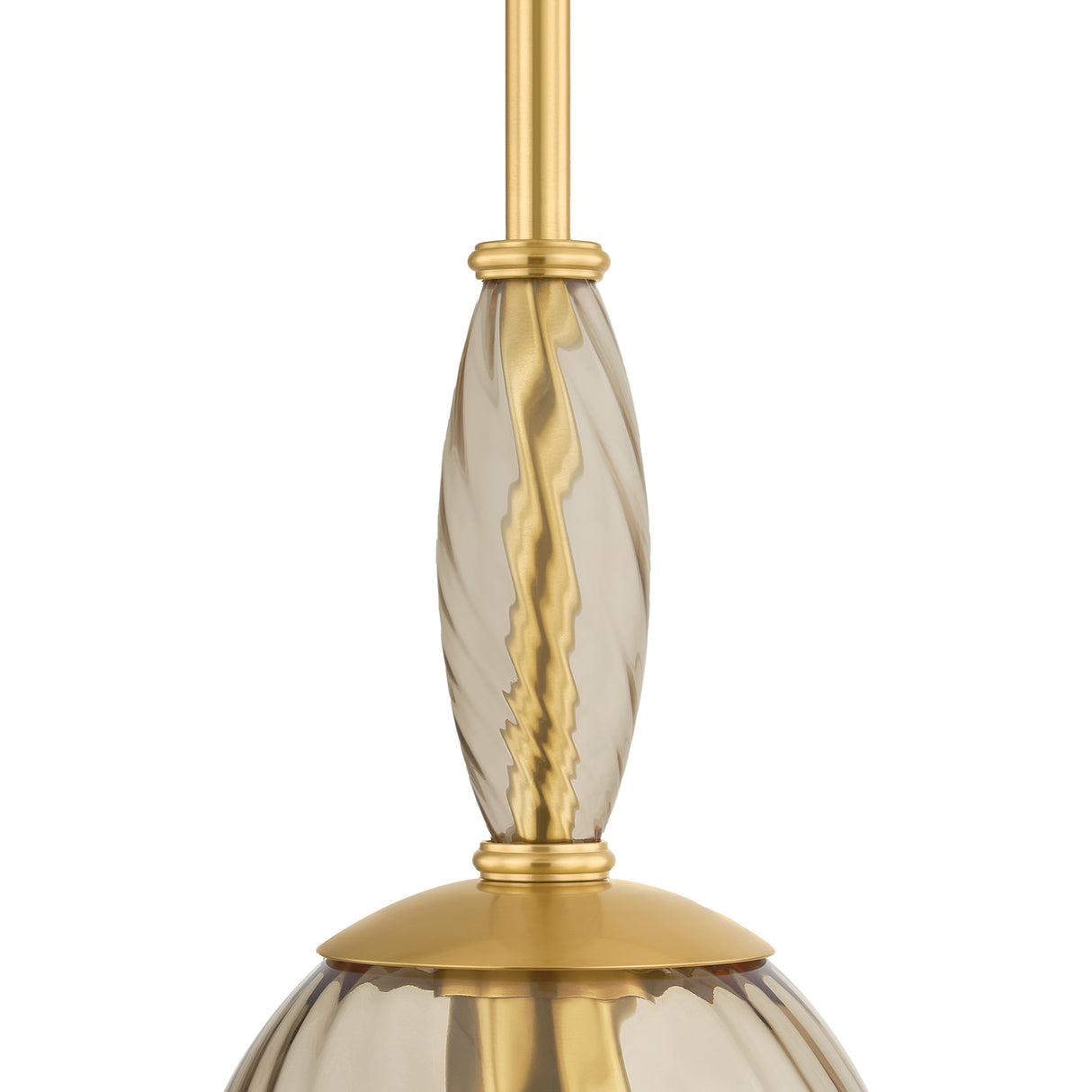 Bly Small Pendant 11", Aged Brass and Smoke Taupe Glass