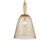 Bly Small Pendant 11", Aged Brass and Smoke Taupe Glass