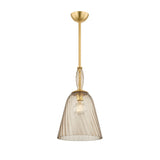 Bly Small Pendant 11", Aged Brass and Smoke Taupe Glass