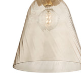 Bly Medium Pendant 16", Aged Brass and Smoke Taupe Glass