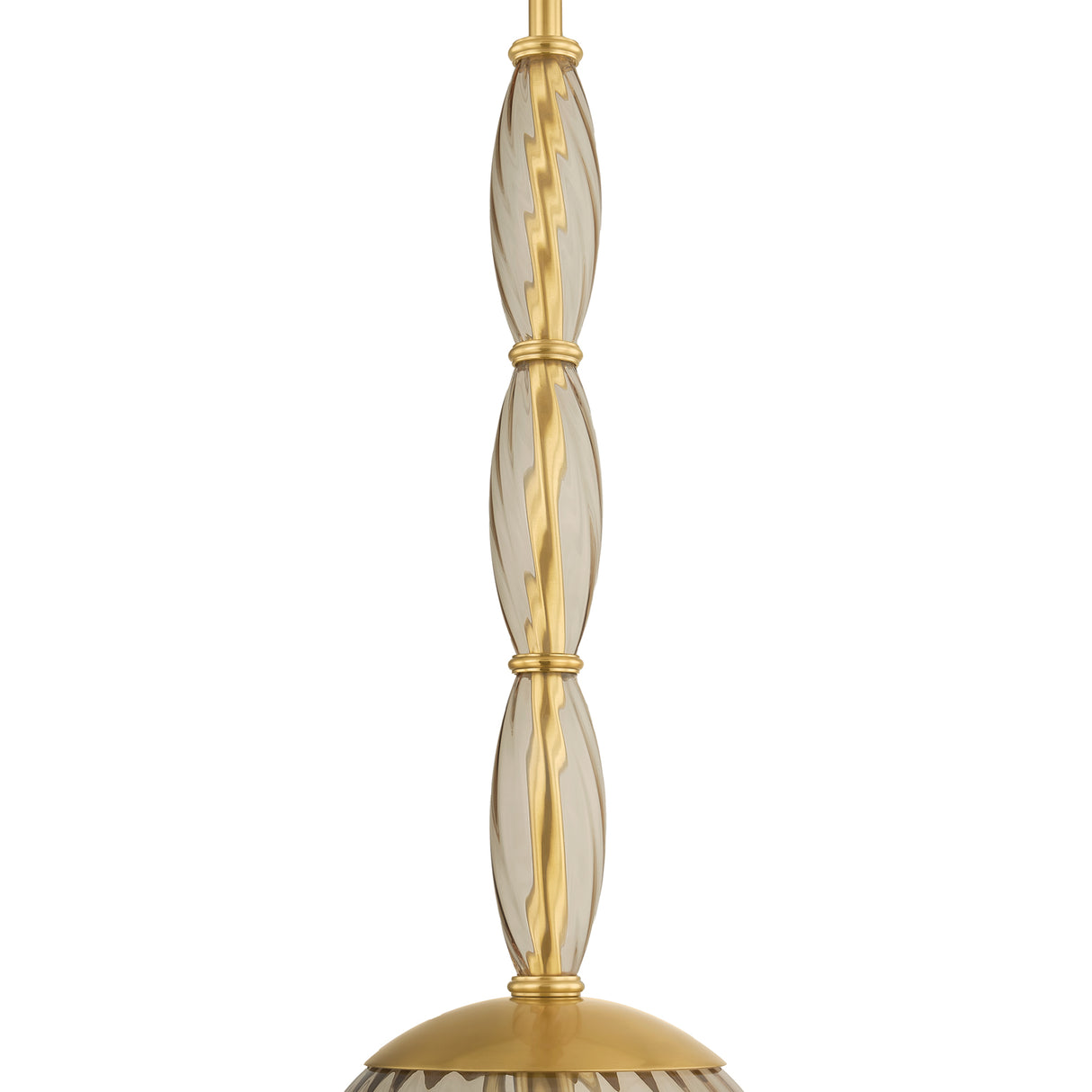 Bly Medium Pendant 16", Aged Brass and Smoke Taupe Glass