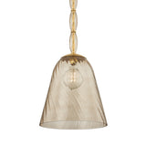 Bly Medium Pendant 16", Aged Brass and Smoke Taupe Glass