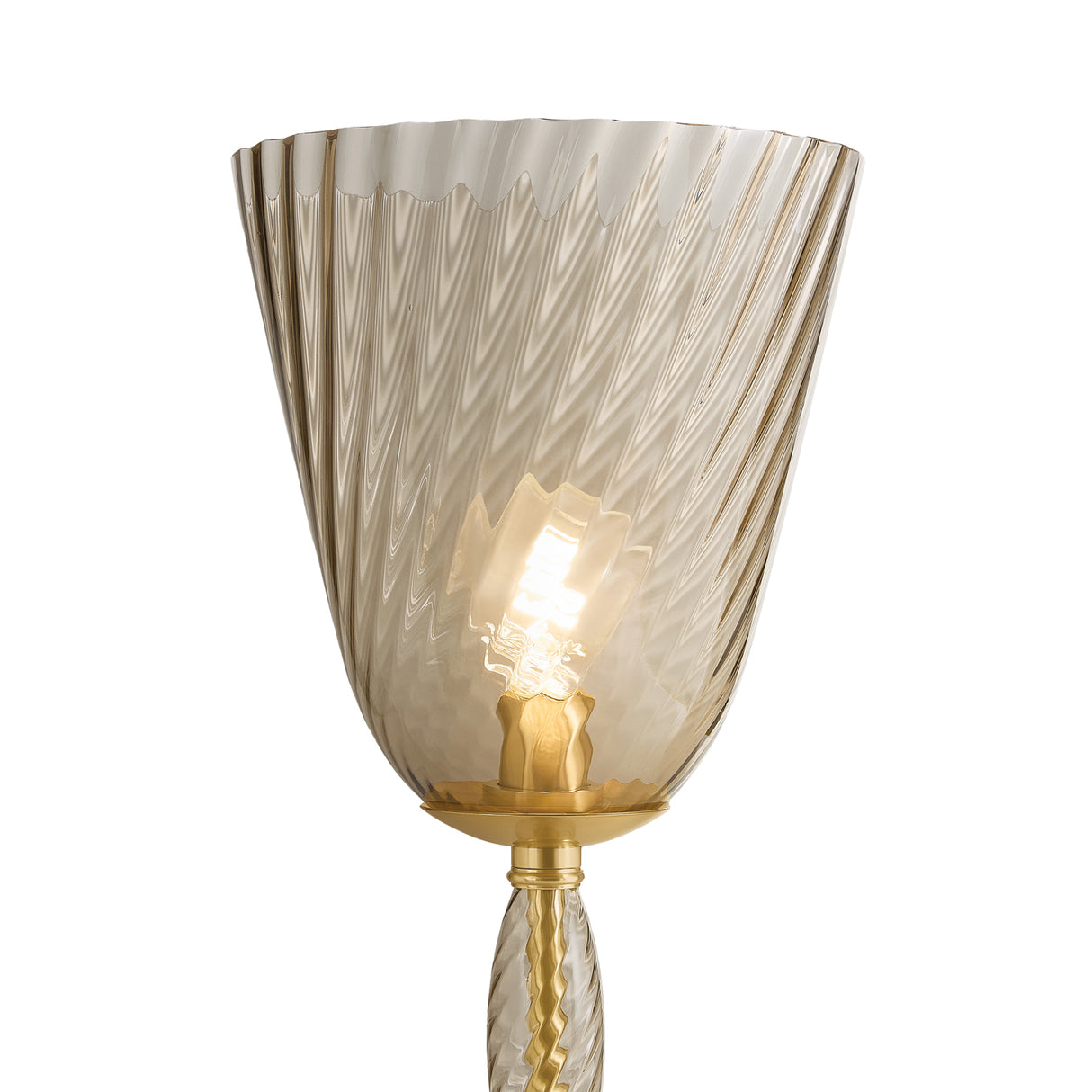 Bly Floor Lamp 62", Aged Brass and Smoke Taupe Glass