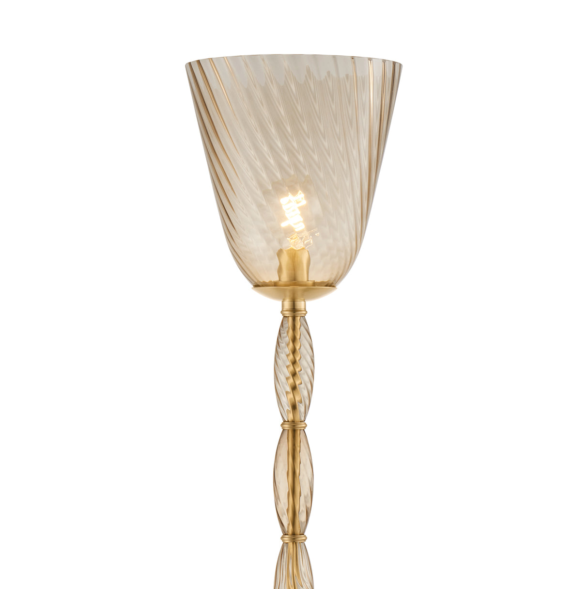 Bly Floor Lamp 62", Aged Brass and Smoke Taupe Glass