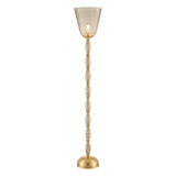 Bly Floor Lamp 62", Aged Brass and Smoke Taupe Glass