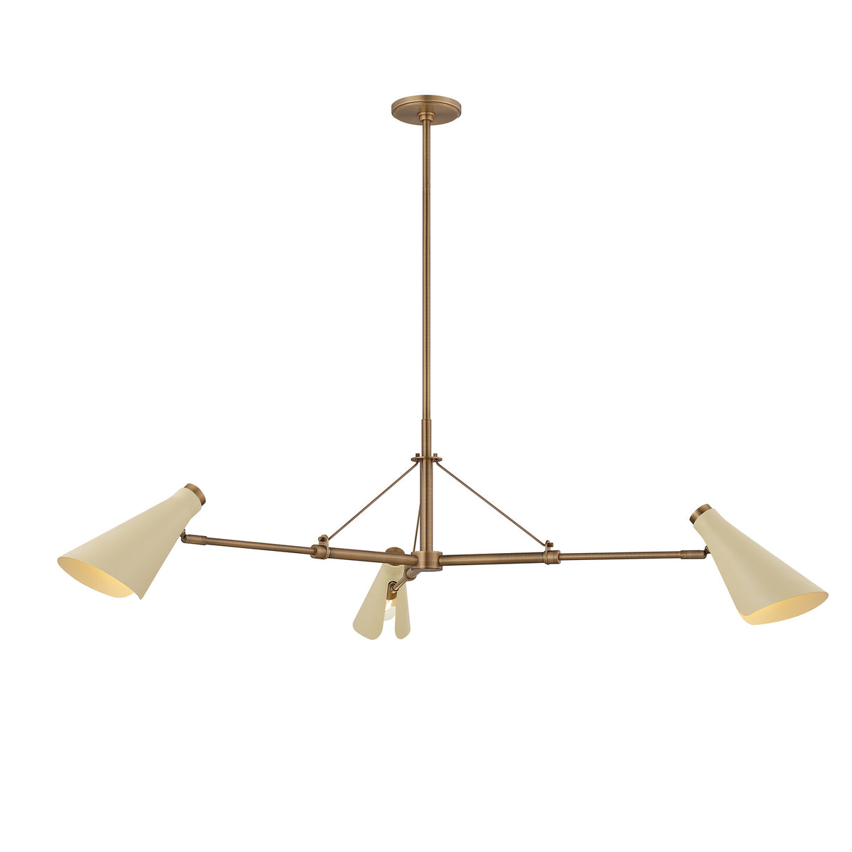 Ralph 3 Light Chandelier 49", Vintage Brass with Soft Sand