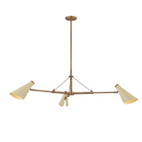 Ralph 3 Light Chandelier 49", Vintage Brass with Soft Sand
