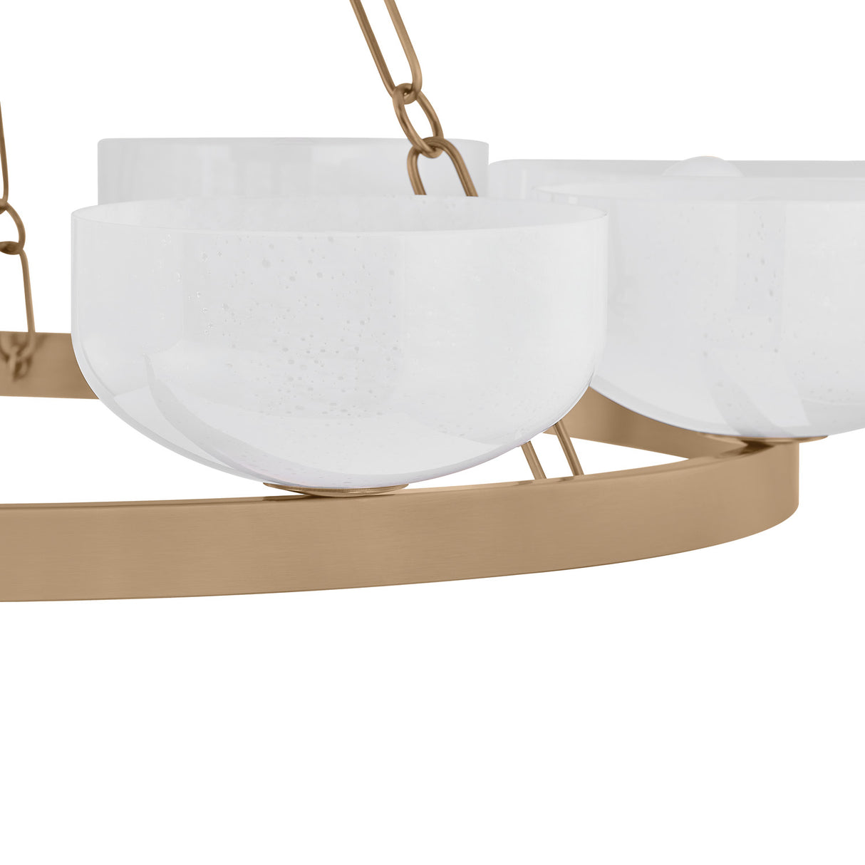 Halcyon 9 Light Chandelier 44", Patina Brass and Seeded Cloud Glass