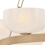 Halcyon 6 Light Chandelier 32", Patina Brass and Seeded Cloud Glass