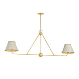 Chesterfield 2 Shade Linear Pendant 54", Aged Brass and Off-White