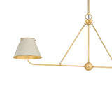 Chesterfield 2 Shade Linear Pendant 54", Aged Brass and Off-White
