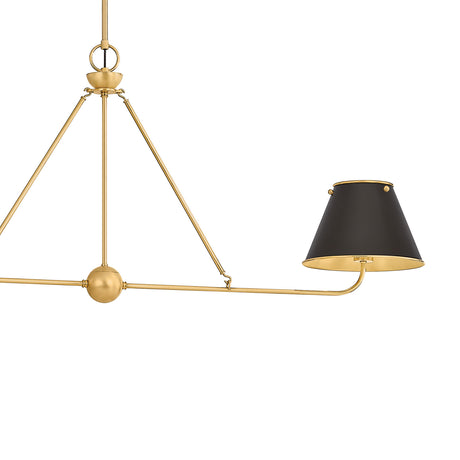 Chesterfield 2 Shade Linear Pendant 54", Aged Brass and Distressed Bronze