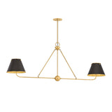 Chesterfield 2 Shade Linear Pendant 54", Aged Brass and Distressed Bronze