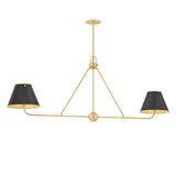 Chesterfield 2 Shade Linear Pendant 54", Aged Brass and Distressed Bronze