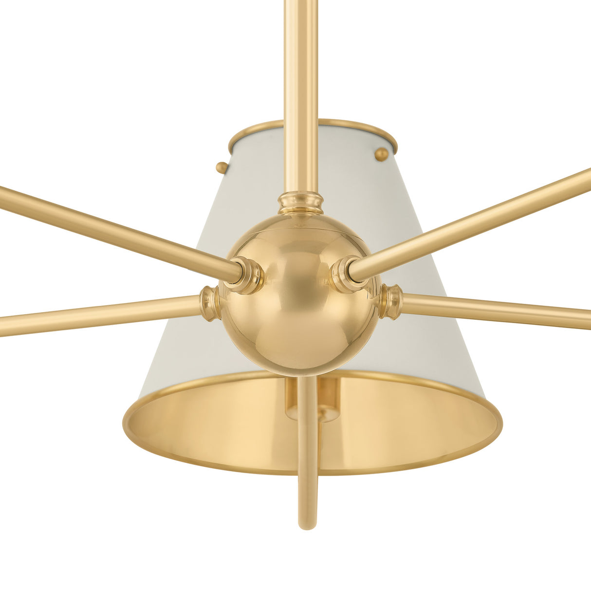 Chesterfield 5 Light Chandelier 43", Aged Brass and Off-White