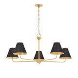Chesterfield 5 Light Chandelier 43", Aged Brass and Distressed Bronze