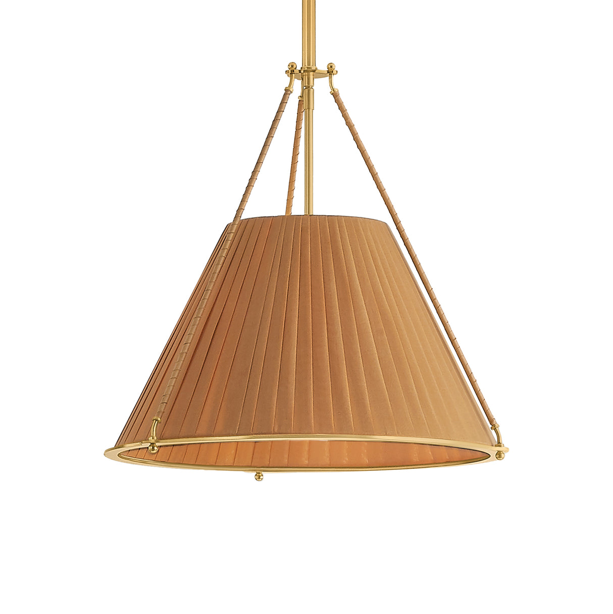 Hanovia Medium Pendant 18", Aged Brass and Honey Silk
