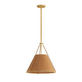 Hanovia Medium Pendant 18", Aged Brass and Honey Silk