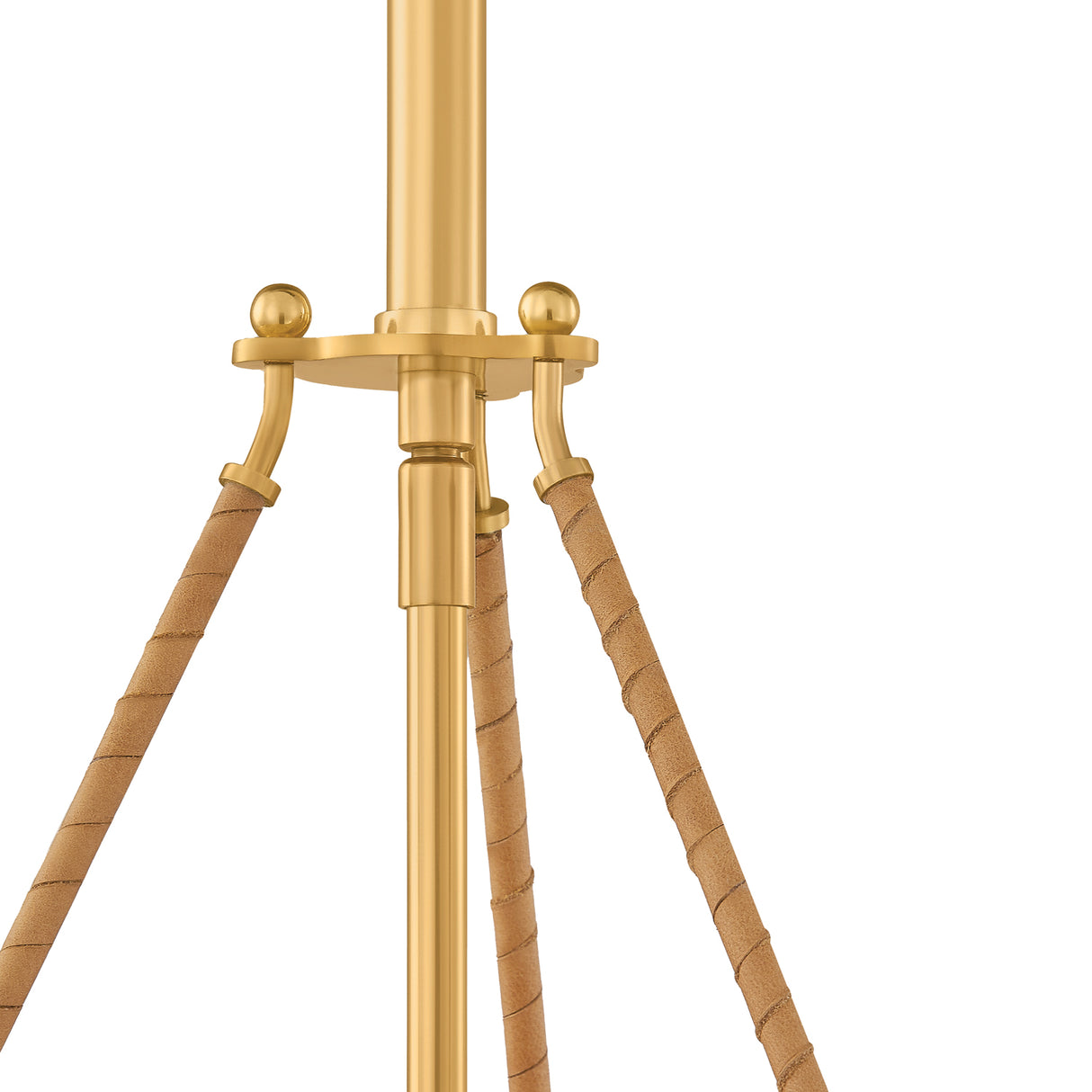 Hanovia Large Pendant 26", Aged Brass and Honey Silk