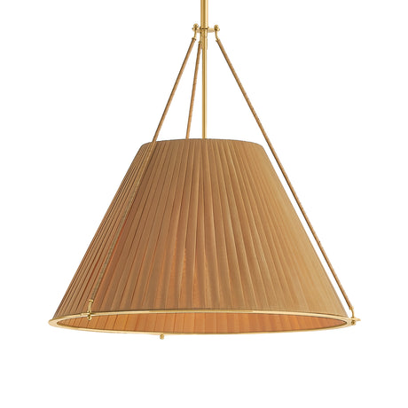 Hanovia Large Pendant 26", Aged Brass and Honey Silk