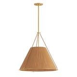 Hanovia Large Pendant 26", Aged Brass and Honey Silk