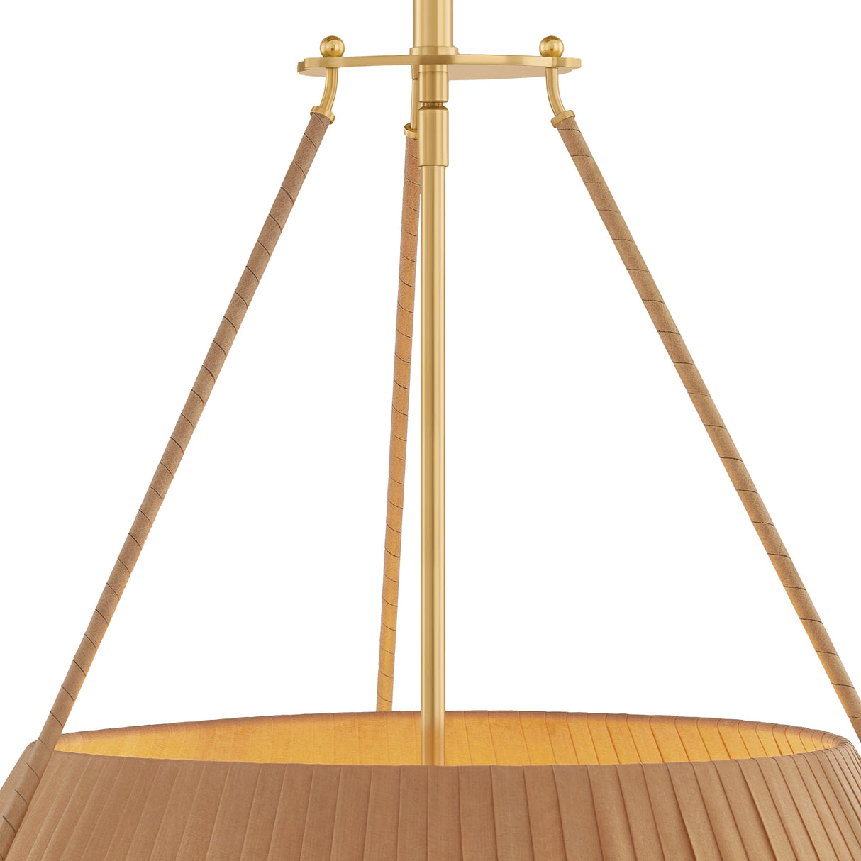 Hanovia Extra Large Pendant 34", Aged Brass and Honey Silk