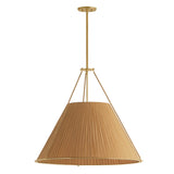Hanovia Extra Large Pendant 34", Aged Brass and Honey Silk