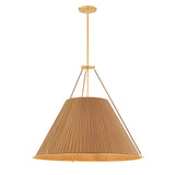Hanovia Extra Large Pendant 34", Aged Brass and Honey Silk