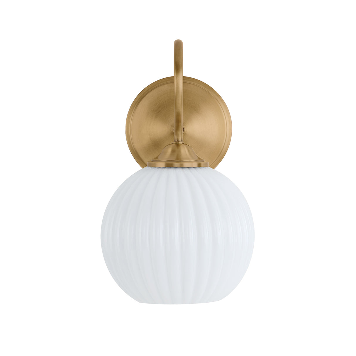 Edda Wall Sconce 11", Patina Brass and Fluted Milk Glass