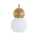 Edda Wall Sconce 11", Patina Brass and Fluted Milk Glass