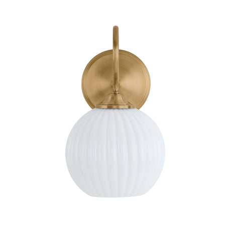 Edda Wall Sconce 11", Patina Brass and Fluted Milk Glass