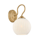 Edda Wall Sconce 11", Patina Brass and Fluted Milk Glass