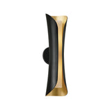 Rhys Wall Sconce 21", Matte Black and Gold Leaf
