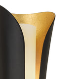 Rhys Wall Sconce 21", Matte Black and Gold Leaf