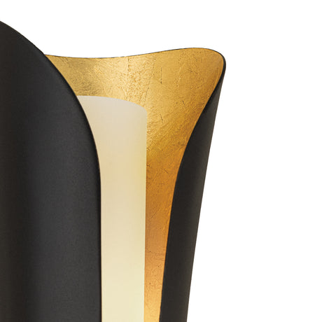 Rhys Wall Sconce 21", Matte Black and Gold Leaf