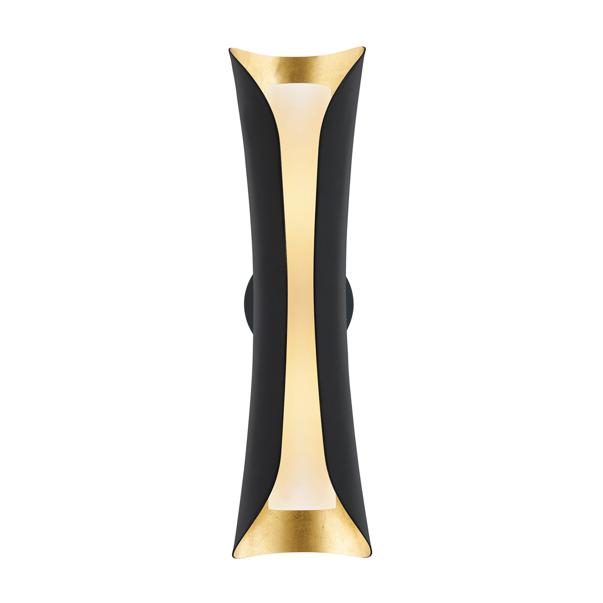 Rhys Wall Sconce 21", Matte Black and Gold Leaf