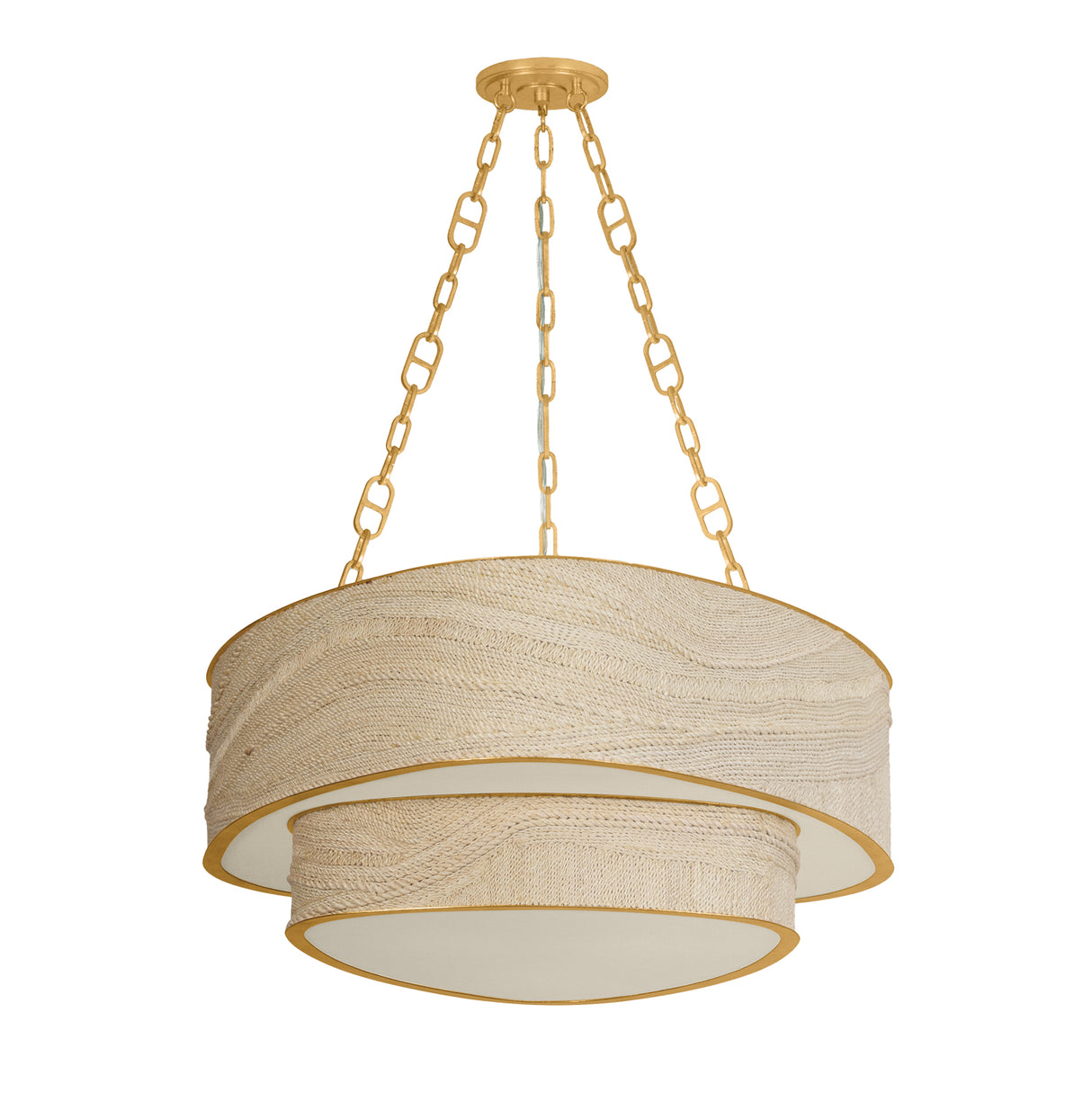 Delphina Two-Tier Chandelier 35", Gold Leaf and Natural Rope