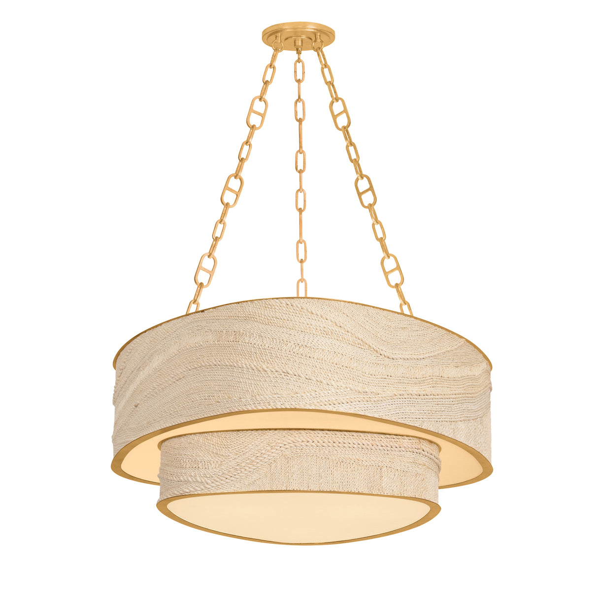 Delphina Two-Tier Chandelier 35", Gold Leaf and Natural Rope