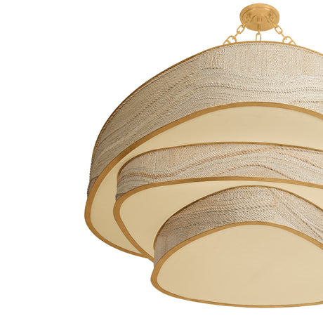 Delphina Three-Tier Chandelier 52", Gold Leaf and Natural Rope
