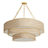 Delphina Three-Tier Chandelier 52", Gold Leaf and Natural Rope